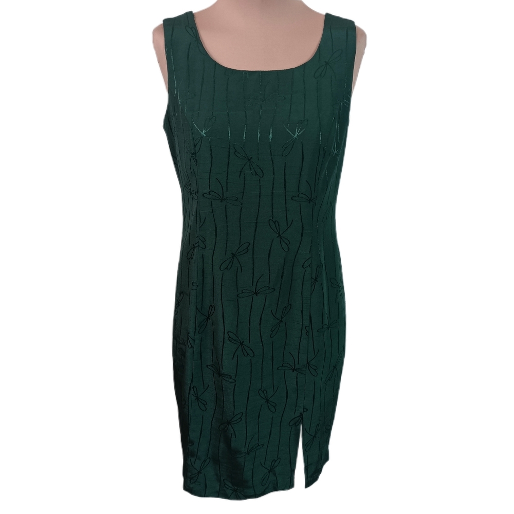 Vintage 90s Y2k Dawn Joy‎ Dress Womens M L Petite Dragonfly Green Fairy Cottage